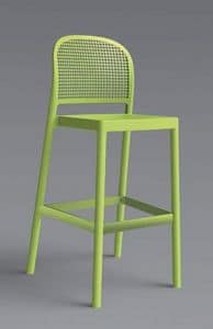 Panama Stool, Sgabello con schienale in stile moderno, per esterni