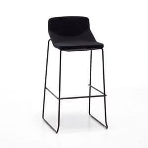 Formula80 stool h75 h65 fabric, Sgabello in metallo, dal design sobrio, seduta imbottita