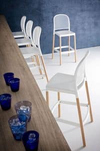 Panama Stool BL, Sgabello in faggio e tecnopolimero, per bar e hotel