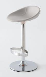 Moema Stool Pelle, Sgabello in metallo cromato, seduta rivestita in pelle