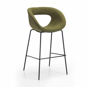 Moema Stool 75 imbottito, Sgabello imbottito, su base metallo