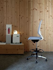 Logica White Stool 01, Sgabello bianco per uffici eleganti