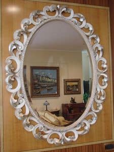 Art. 76/O, Specchiera ovale per la casa, classica, cornice intagliata