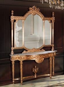 F360, Consolle e specchio dorato in stile classico di lusso