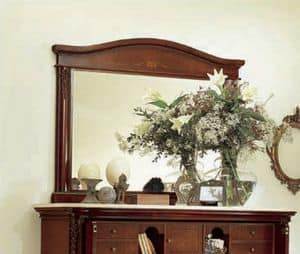Gardenia specchiera, Specchiera rettangolare, in legno intagliato