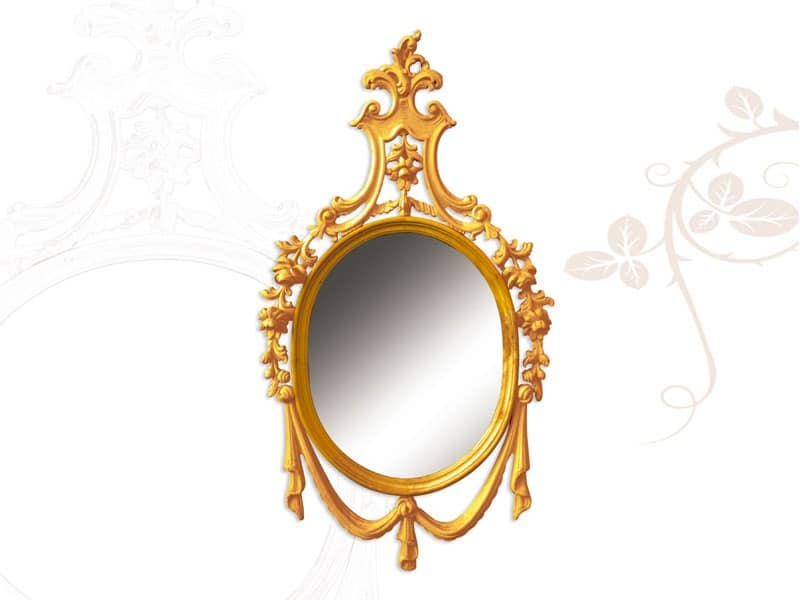 Specchiera art. 170, Specchio in stile Luigi XV, in legno intagliato a mano