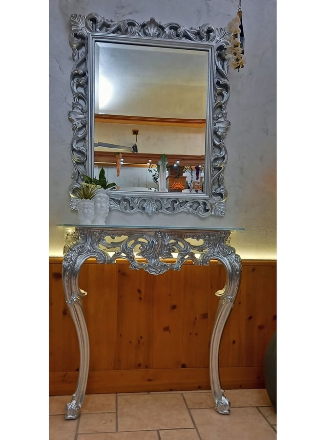 Specchio bagno con cornice argento - Specchiere moderne