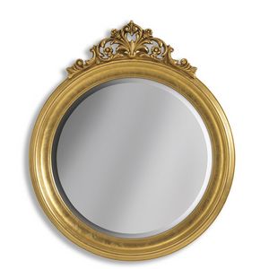 Luxury PASP7220, Specchiera rotonda in foglia oro, con intaglio