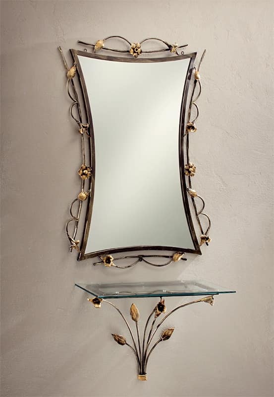 SP/300, Specchio con cornice in ferro battuto e decorato