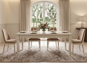 Art. 1016V2/T, Tavolo da pranzo allungabile, finitura laccato bianco
