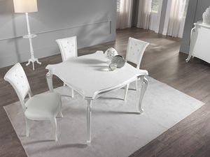 Chanel tavolo quadrato, Tavolo quadrato allungabile in legno