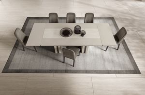 PERLA tavolo 2 allunghe, Tavolo da pranzo con piano in ceramica Travertino