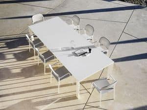 Dolmen, Tavolo allungabile, in alluminio, per terrazzi e sale da pranzo