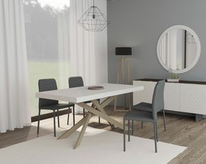 Tavolo X.1, Tavolo allungabile con piano in resina chiara