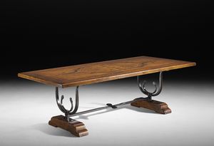 Art. 556-557 tavolo, Tavolo fratino, con lavorazioni in ferro battuto a mano