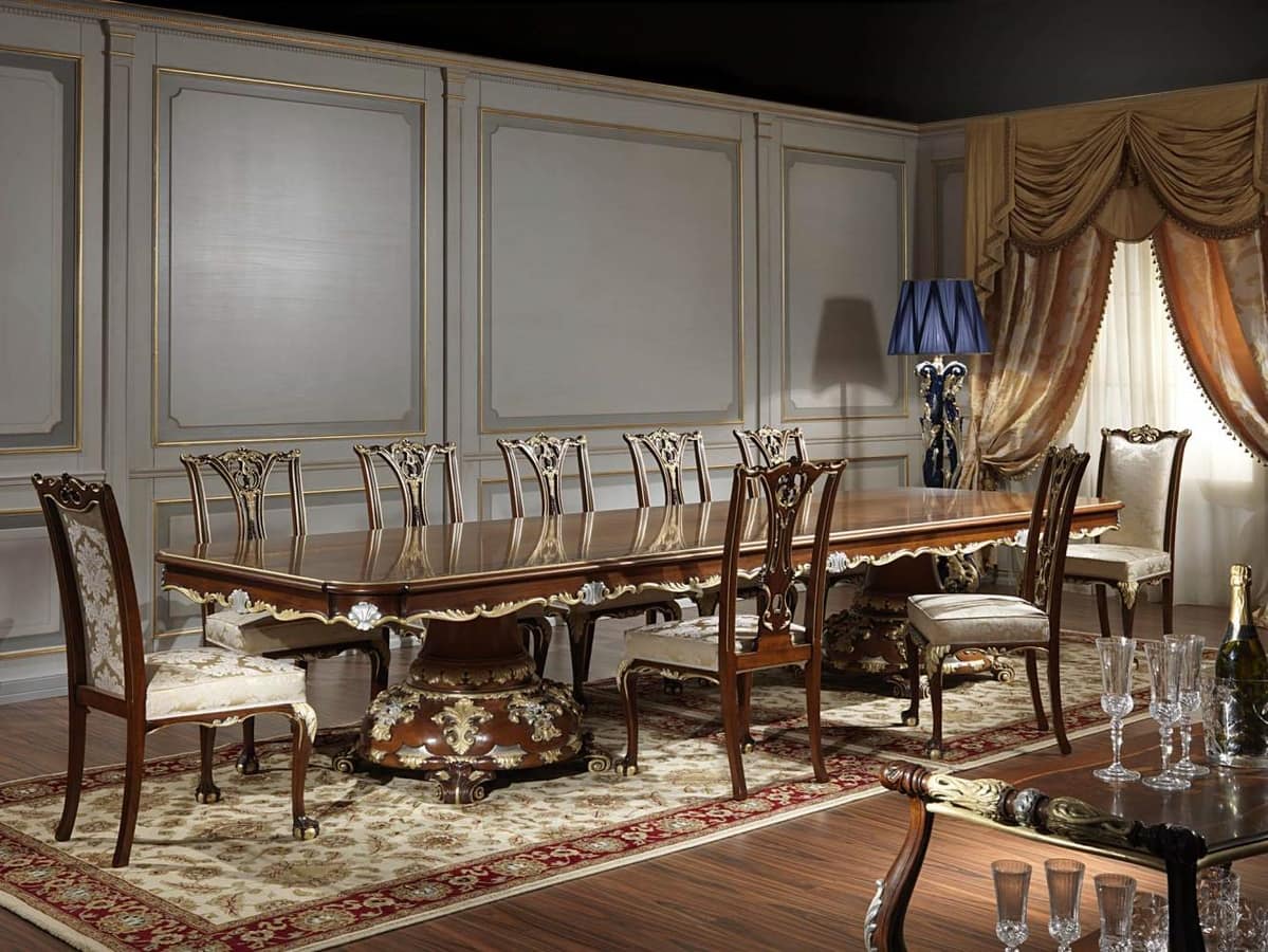 Art. 951/3 Tavolo Luigi XV, Maestoso tavolo, per sala da pranzo stile Luigi XV