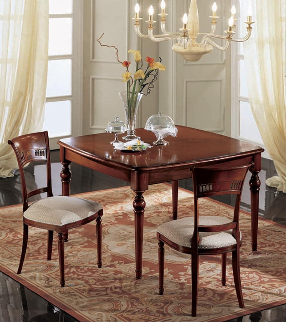 Tavolo quadrato allungabile, per elegante Salotto