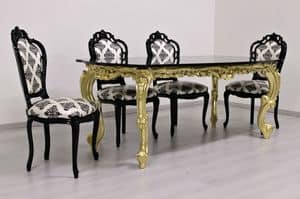 Luxury Oro, Tavolo intagliato, finitura oro, piano in granito, di lusso