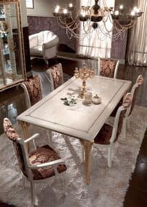 Raffaello tavolo, Tavoli da pranzo, in legno decorato con foglia oro, per sale da pranzo prestigiose