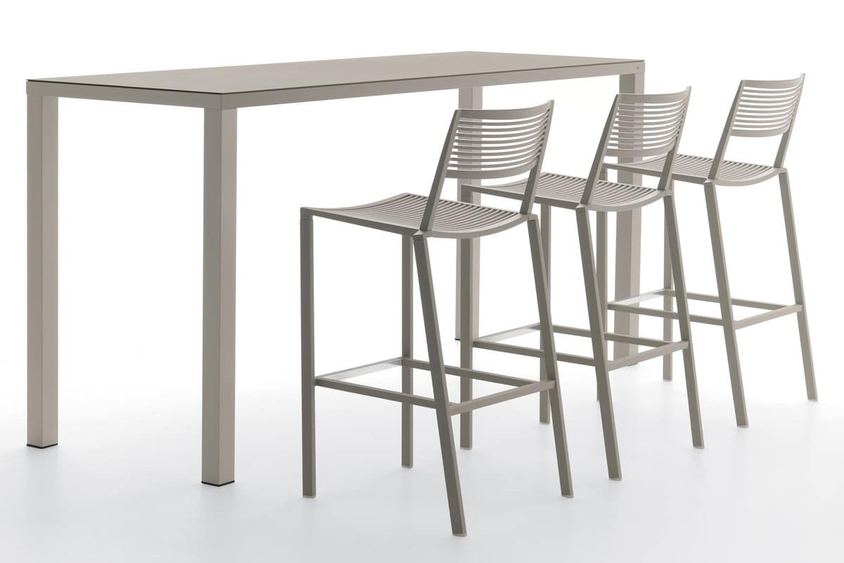 Tavolo alto in alluminio, per bar e ristoranti, per esterni