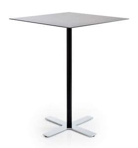Incrocio H106 Q, Tavolo quadrato con struttura in metallo e piano in laminato, per bar