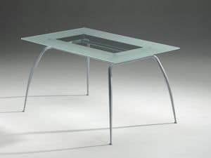 Primera table, Tavolo con piano in cristallo, moderno, residenziale