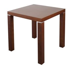 TA09, Tavolo quadrato in legno con inserti in metallo