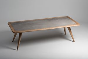 Vertigo tavolo da pranzo, Tavolo in legno naturale, con piano in cemento porcellanato