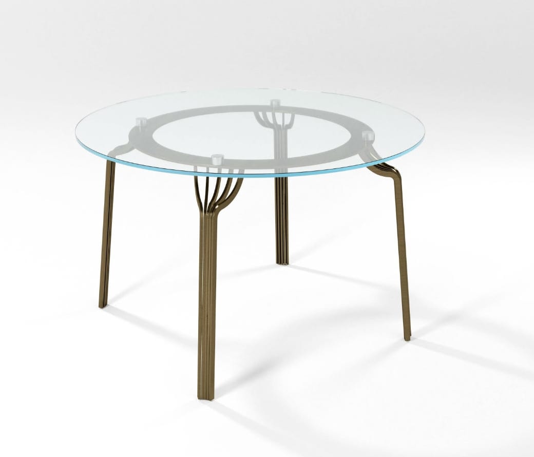 Tavolino rotondo alto con gambe incrociate, cm 90 x 90 x 75, colore