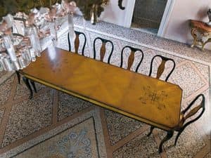 QUEEN ANNE table, Tavolo per sala da pranzo, in legno con intarsi pregiati