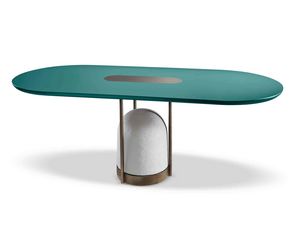 Arcano tavolo, Tavolo con base in cemento e tubolari metallici