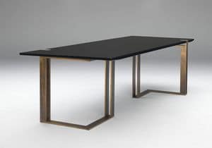 Black and Gold Table, Tavolo dalle linee pulite, Tavolo da soggiorno base in metallo