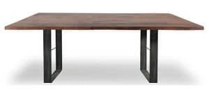 BOND, Tavolo con base in metallo e piano in legno massiccio