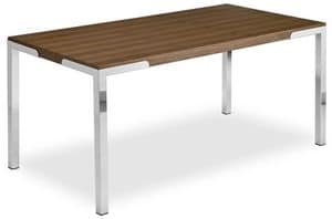 CAPUA 2, Tavolo moderno in metallo con piano impiallacciato noce