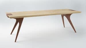 EREISMA - VAR. 1, Tavolo con piano in legno di rovere, supporto in acciaio