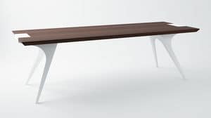 EREISMA - VAR. 2, Tavolo con gambe in acciaio e piano in rovere