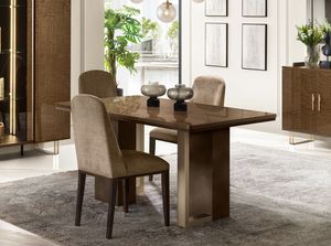 FIAMMA tavolo, Tavolo da pranzo con piano fisso in legno