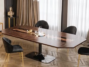 Flave tavolo, Tavolo con piano in ebano, con decoro artistico