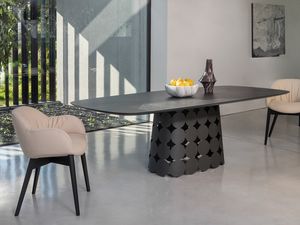 POIS �LITE, Tavolo con base in metallo e piano in legno