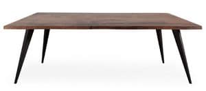 PROSIT, Tavolo fisso in legno con gambe inclinate in metallo