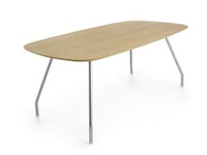 Worktop Mono 185, Tavolo ovale in legno, con gambe in acciaio