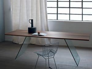 Flyer tavolo, Tavolo con base in vetro, tavolo minimale per soggiorno