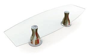 NARCISO E3.0 SQUARED, Tavolo design, legno e cristallo, ideale per sale da pranzo lineari moderne