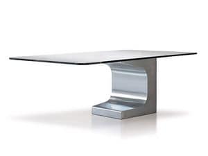 Niemeyer, Tavoli design per uffici, struttura in acciaio spazzolato