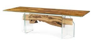 Portofino, Tavolo rettangolare in legno e vetro