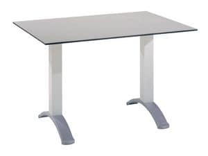 Tavolo 120x80 cod. 07, Tavolino rettangolare con base a 2 colonne in alluminio