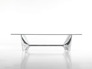 Fratino, Tavolo con elegante base in fusione di alluminio