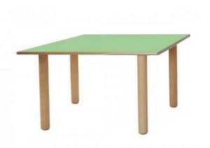 IT_Q, Tavolo quadrato in legno, per asili e scuole