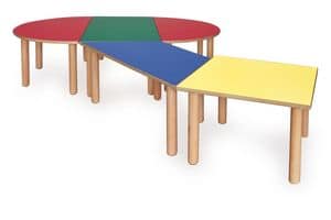 ITALIA COLLECTION, Tavolino componibile per bambini, realizzato in legno, vari colori, per scuole e asili