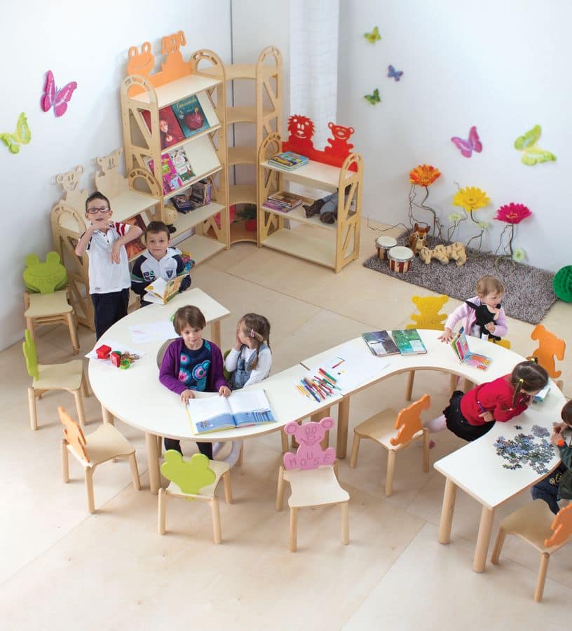 Tavolo quadrato per bambini 64x64cm in legno di betulla e faggio FSC